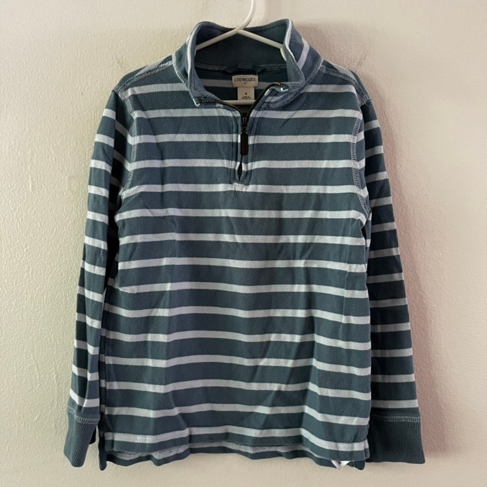 Crewcuts Outlet 100% Cotton 1/4 Zip Sweatshirt in Blue Stripe size small